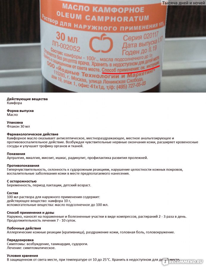 Компресс из камфорного масла при лактостазе
