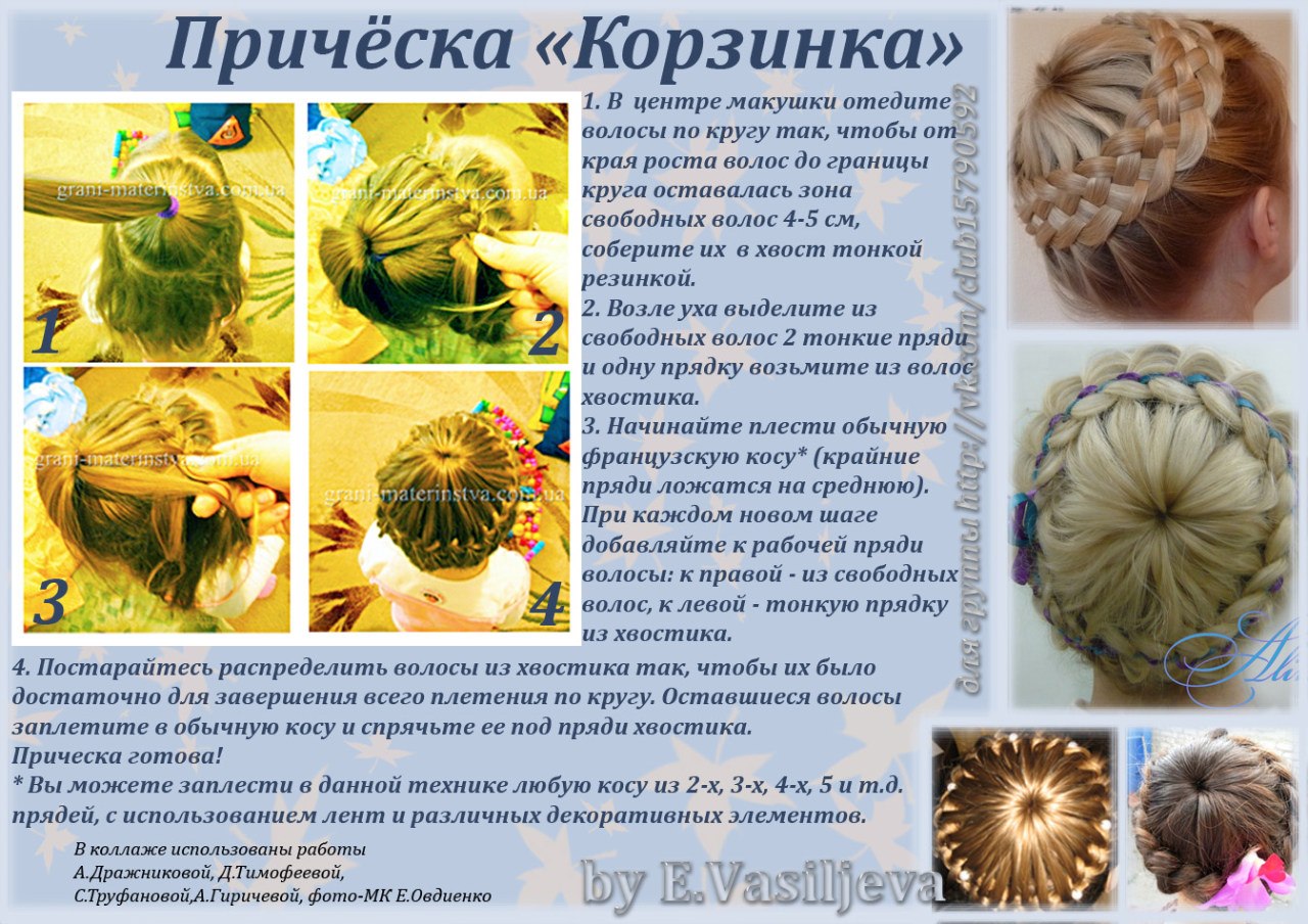 Прическа корзинка- пошаговое плетение косы в домашних условиях