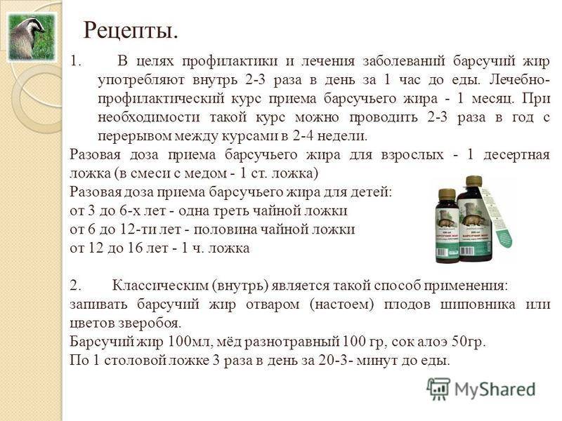 Барсучий жир: лечебные свойства и применение для детей